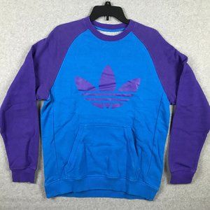 Vintage Adidas Pullover Sweater Mens Medium Blue Purple Front Pocket Rare